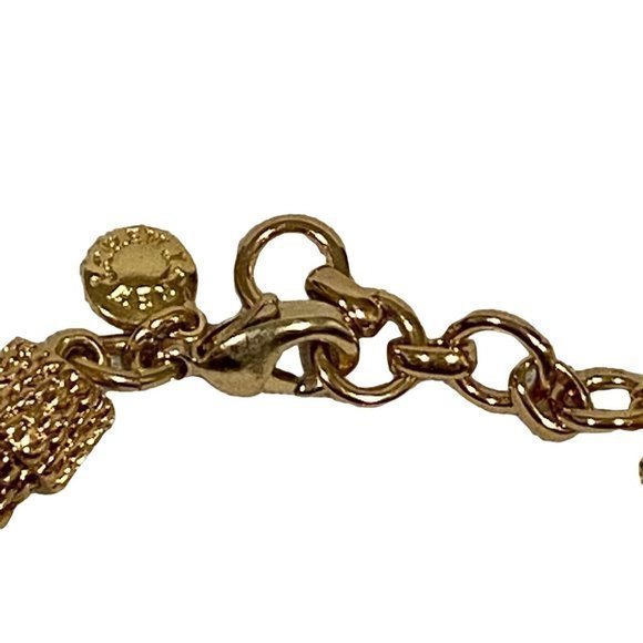 J. Crew Gold Tone Mesh Bracelet w/Black and Clear Rhinestones - Picture 2 of 5